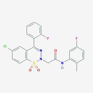 molecular formula C22H16ClF2N3O3S B2931036 2-[6-氯-4-(2-氟苯基)-1,1-二氧化-2H-1,2,3-苯并噻二嗪-2-基]-N-(5-氟-2-甲苯基)乙酰胺 CAS No. 1031575-27-5