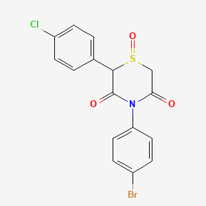 molecular formula C16H11BrClNO3S B2931037 4-(4-Bromophenyl)-2-(4-chlorophenyl)-1-oxo-1,4-thiazinane-3,5-dione CAS No. 252027-13-7