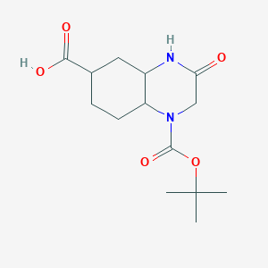 molecular formula C14H22N2O5 B2931039 1-[(Tert-butoxy)carbonyl]-3-oxo-decahydroquinoxaline-6-carboxylic acid CAS No. 1820619-53-1