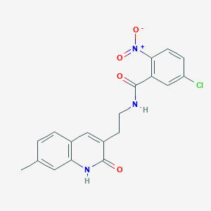 molecular formula C19H16ClN3O4 B2931045 5-chloro-N-(2-(7-methyl-2-oxo-1,2-dihydroquinolin-3-yl)ethyl)-2-nitrobenzamide CAS No. 851404-59-6