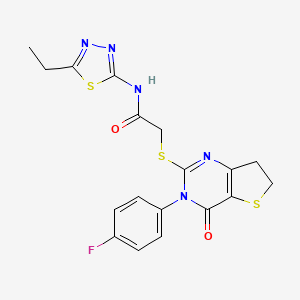 N-(5-ethyl-1,3,4-thiadiazol-2-yl)-2-((3-(4-fluorophenyl)-4-oxo-3,4,6,7-tetrahydrothieno[3,2-d]pyrimidin-2-yl)thio)acetamide