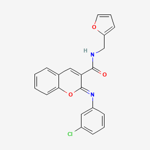 molecular formula C21H15ClN2O3 B2931069 (2Z)-2-[(3-chlorophenyl)imino]-N-(furan-2-ylmethyl)-2H-chromene-3-carboxamide CAS No. 1327197-50-1