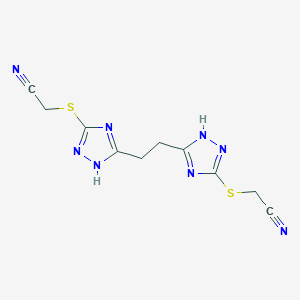 molecular formula C10H10N8S2 B293109 {[5-(2-{5-[(cyanomethyl)sulfanyl]-4H-1,2,4-triazol-3-yl}ethyl)-4H-1,2,4-triazol-3-yl]sulfanyl}acetonitrile 