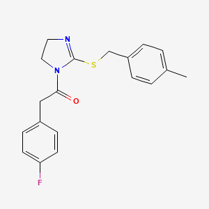 2-(4-Fluorophenyl)-1-[2-[(4-methylphenyl)methylsulfanyl]-4,5-dihydroimidazol-1-yl]ethanone