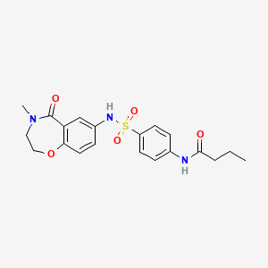 molecular formula C20H23N3O5S B2931109 N-(4-(N-(4-methyl-5-oxo-2,3,4,5-tetrahydrobenzo[f][1,4]oxazepin-7-yl)sulfamoyl)phenyl)butyramide CAS No. 922112-38-7