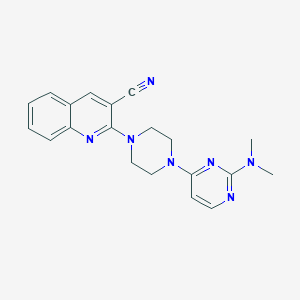 molecular formula C20H21N7 B2931121 2-{4-[2-(二甲氨基)嘧啶-4-基]哌嗪-1-基}喹啉-3-腈 CAS No. 2415553-93-2