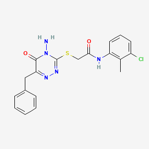 molecular formula C19H18ClN5O2S B2931124 2-[(4-氨基-6-苄基-5-氧代-4,5-二氢-1,2,4-三嗪-3-基)硫代]-N-(3-氯-2-甲基苯基)乙酰胺 CAS No. 886958-04-9