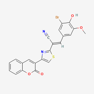 (E)-3-(3-bromo-4-hydroxy-5-methoxyphenyl)-2-(4-(2-oxo-2H-chromen-3-yl)thiazol-2-yl)acrylonitrile