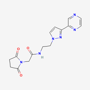2-(2,5-dioxopyrrolidin-1-yl)-N-(2-(3-(pyrazin-2-yl)-1H-pyrazol-1-yl)ethyl)acetamide