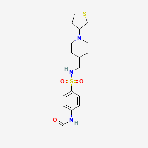 molecular formula C18H27N3O3S2 B2931146 N-(4-(N-((1-(tetrahydrothiophen-3-yl)piperidin-4-yl)methyl)sulfamoyl)phenyl)acetamide CAS No. 2034572-65-9
