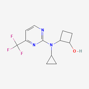 molecular formula C12H14F3N3O B2931160 2-{环丙基[4-(三氟甲基)嘧啶-2-基]氨基}环丁醇-1 CAS No. 2198911-34-9
