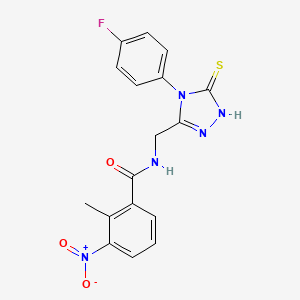 molecular formula C17H14FN5O3S B2931161 N-((4-(4-fluorophenyl)-5-thioxo-4,5-dihydro-1H-1,2,4-triazol-3-yl)methyl)-2-methyl-3-nitrobenzamide CAS No. 391887-43-7