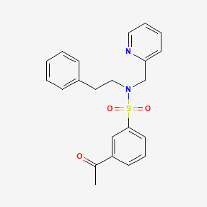 molecular formula C22H22N2O3S B2931166 3-acetyl-N-phenethyl-N-(pyridin-2-ylmethyl)benzenesulfonamide CAS No. 1286726-68-8