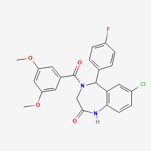 molecular formula C24H20ClFN2O4 B2931169 7-chloro-4-(3,5-dimethoxybenzoyl)-5-(4-fluorophenyl)-4,5-dihydro-1H-benzo[e][1,4]diazepin-2(3H)-one CAS No. 533879-50-4