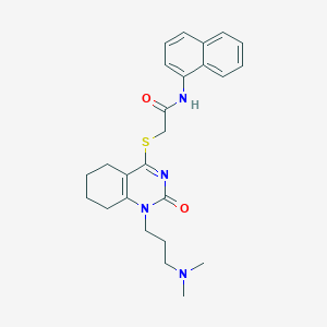 molecular formula C25H30N4O2S B2931178 2-((1-(3-(二甲氨基)丙基)-2-氧代-1,2,5,6,7,8-六氢喹唑啉-4-基)硫代)-N-(萘-1-基)乙酰胺 CAS No. 941872-79-3