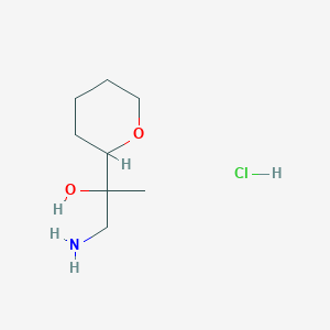 molecular formula C8H18ClNO2 B2931181 1-amino-2-(oxan-2-yl)propan-2-ol hydrochloride CAS No. 2361644-25-7