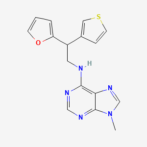molecular formula C16H15N5OS B2931195 N-[2-(Furan-2-yl)-2-thiophen-3-ylethyl]-9-methylpurin-6-amine CAS No. 2380069-78-1