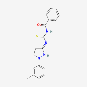 molecular formula C18H18N4OS B2931200 1-Benzoyl-3-(1-m-tolyl-4,5-dihydro-1H-pyrazol-3-yl)-thiourea CAS No. 162999-53-3