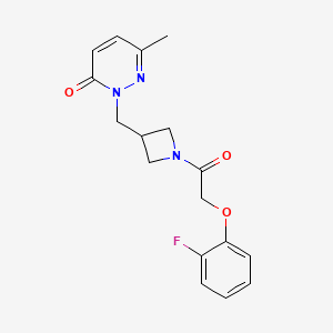 molecular formula C17H18FN3O3 B2931201 2-[[1-[2-(2-Fluorophenoxy)acetyl]azetidin-3-yl]methyl]-6-methylpyridazin-3-one CAS No. 2320174-39-6