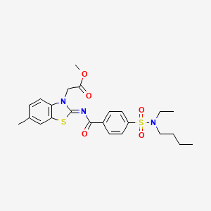 molecular formula C24H29N3O5S2 B2931217 (Z)-甲基 2-(2-((4-(N-丁基-N-乙基磺酰基)苯甲酰)亚氨基)-6-甲基苯并[d]噻唑-3(2H)-基)乙酸盐 CAS No. 897617-10-6