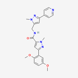 molecular formula C23H24N6O3 B2931220 3-(2,5-dimethoxyphenyl)-1-methyl-N-{[1-methyl-3-(pyridin-4-yl)-1H-pyrazol-5-yl]methyl}-1H-pyrazole-5-carboxamide CAS No. 2319640-29-2