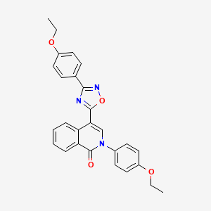 molecular formula C27H23N3O4 B2931225 2-(4-ethoxyphenyl)-4-(3-(4-ethoxyphenyl)-1,2,4-oxadiazol-5-yl)isoquinolin-1(2H)-one CAS No. 1358090-07-9