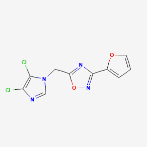molecular formula C10H6Cl2N4O2 B2931246 5-[(4,5-dichloro-1H-imidazol-1-yl)methyl]-3-(furan-2-yl)-1,2,4-oxadiazole CAS No. 1219587-99-1