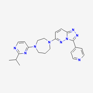 molecular formula C22H25N9 B2931249 6-[4-(2-Propan-2-ylpyrimidin-4-yl)-1,4-diazepan-1-yl]-3-pyridin-4-yl-[1,2,4]triazolo[4,3-b]pyridazine CAS No. 2380188-56-5
