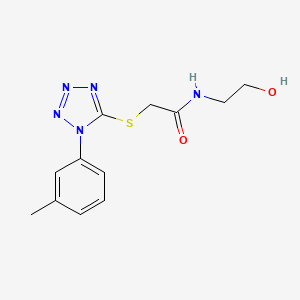 molecular formula C12H15N5O2S B2931252 N-(2-hydroxyethyl)-2-((1-(m-tolyl)-1H-tetrazol-5-yl)thio)acetamide CAS No. 878702-84-2