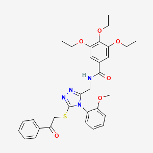 3,4,5-triethoxy-N-[[4-(2-methoxyphenyl)-5-phenacylsulfanyl-1,2,4-triazol-3-yl]methyl]benzamide