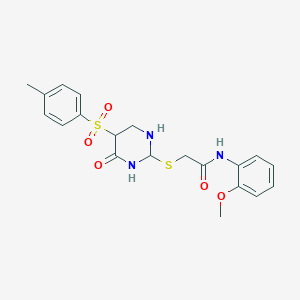 molecular formula C20H19N3O5S2 B2931258 N-(2-methoxyphenyl)-2-{[5-(4-methylbenzenesulfonyl)-6-oxo-1,6-dihydropyrimidin-2-yl]sulfanyl}acetamide CAS No. 866866-09-3