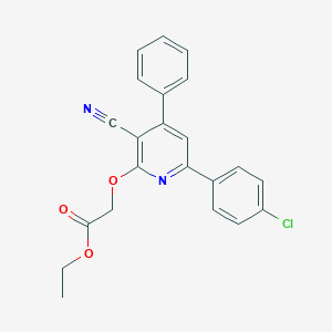 molecular formula C22H17ClN2O3 B293126 Ethyl {[6-(4-chlorophenyl)-3-cyano-4-phenyl-2-pyridinyl]oxy}acetate 