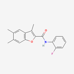 molecular formula C18H16FNO2 B2931270 N-(2-氟苯基)-3,5,6-三甲基-1-苯并呋喃-2-甲酰胺 CAS No. 622349-05-7