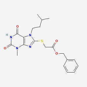 molecular formula C20H24N4O4S B2931274 Benzyl 2-[3-methyl-7-(3-methylbutyl)-2,6-dioxopurin-8-yl]sulfanylacetate CAS No. 377054-65-4