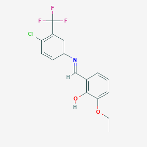 molecular formula C16H13ClF3NO2 B2931282 2-((E)-{[4-氯-3-(三氟甲基)苯基]亚氨基}甲基)-6-乙氧基苯酚 CAS No. 400040-09-7