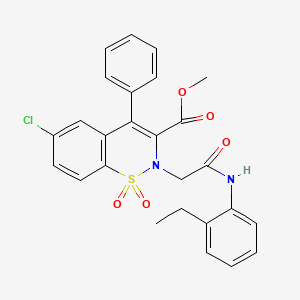 molecular formula C26H23ClN2O5S B2931286 methyl 6-chloro-2-(2-((2-ethylphenyl)amino)-2-oxoethyl)-4-phenyl-2H-benzo[e][1,2]thiazine-3-carboxylate 1,1-dioxide CAS No. 1114828-25-9