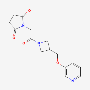 molecular formula C15H17N3O4 B2931291 1-[2-Oxo-2-[3-(pyridin-3-yloxymethyl)azetidin-1-yl]ethyl]pyrrolidine-2,5-dione CAS No. 2379970-44-0