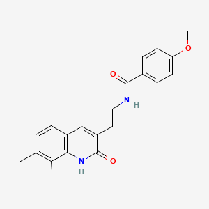 N-[2-(7,8-dimethyl-2-oxo-1H-quinolin-3-yl)ethyl]-4-methoxybenzamide