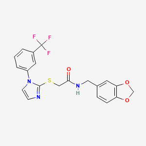 B2931293 N-(benzo[d][1,3]dioxol-5-ylmethyl)-2-((1-(3-(trifluoromethyl)phenyl)-1H-imidazol-2-yl)thio)acetamide CAS No. 893390-33-5