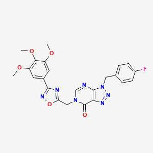 molecular formula C23H20FN7O5 B2931302 3-(4-fluorobenzyl)-6-((3-(3,4,5-trimethoxyphenyl)-1,2,4-oxadiazol-5-yl)methyl)-3H-[1,2,3]triazolo[4,5-d]pyrimidin-7(6H)-one CAS No. 1207014-98-9