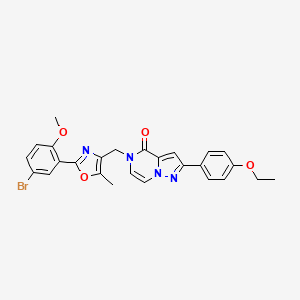 molecular formula C26H23BrN4O4 B2931306 5-((2-(5-bromo-2-methoxyphenyl)-5-methyloxazol-4-yl)methyl)-2-(4-ethoxyphenyl)pyrazolo[1,5-a]pyrazin-4(5H)-one CAS No. 1286949-34-5