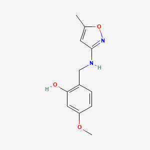 molecular formula C12H14N2O3 B2931307 5-Methoxy-2-{[(5-methyl-3-isoxazolyl)amino]methyl}benzenol CAS No. 763132-59-8