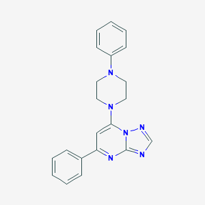 molecular formula C21H20N6 B293131 5-Phenyl-7-(4-phenyl-1-piperazinyl)[1,2,4]triazolo[1,5-a]pyrimidine 