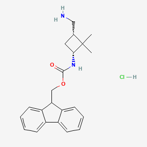 molecular formula C22H27ClN2O2 B2931311 9H-芴-9-基甲基 N-[(1R,3S)-3-(氨基甲基)-2,2-二甲基环丁基]氨基甲酸酯；盐酸盐 CAS No. 2445749-58-4