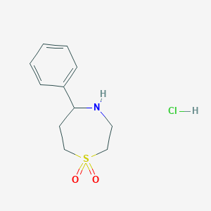 molecular formula C11H16ClNO2S B2931333 5-Phenyl-1,4-thiazepane 1,1-dioxide;hydrochloride CAS No. 2413875-81-5