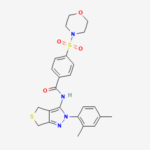 molecular formula C24H26N4O4S2 B2931337 N-[2-(2,4-dimethylphenyl)-2,6-dihydro-4H-thieno[3,4-c]pyrazol-3-yl]-4-(morpholin-4-ylsulfonyl)benzamide CAS No. 396722-93-3