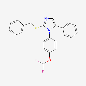 molecular formula C23H18F2N2OS B2931341 2-(苄硫基)-1-(4-(二氟甲氧基)苯基)-5-苯基-1H-咪唑 CAS No. 1226459-26-2