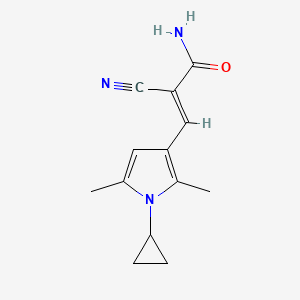 molecular formula C13H15N3O B2931344 (E)-2-Cyano-3-(1-cyclopropyl-2,5-dimethylpyrrol-3-yl)prop-2-enamide CAS No. 1424664-61-8