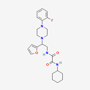 molecular formula C24H31FN4O3 B2931359 N1-环己基-N2-(2-(4-(2-氟苯基)哌嗪-1-基)-2-(呋喃-2-基)乙基)草酰胺 CAS No. 877632-86-5