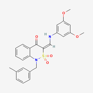 (3E)-3-{[(3,5-dimethoxyphenyl)amino]methylene}-1-(3-methylbenzyl)-1H-2,1-benzothiazin-4(3H)-one 2,2-dioxide